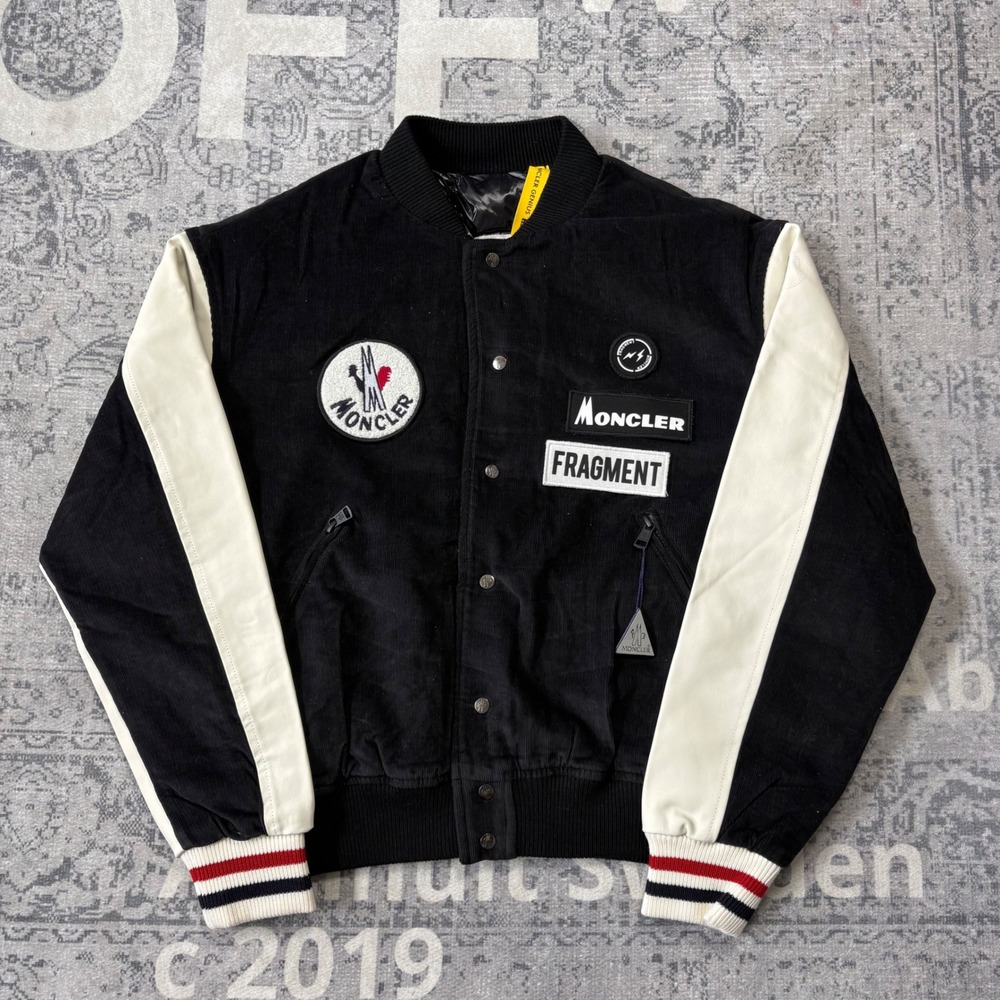 Moncler Genius x Fragment Hiroshi Fujiwara Varsity Jacket Mens Medium Black Cord